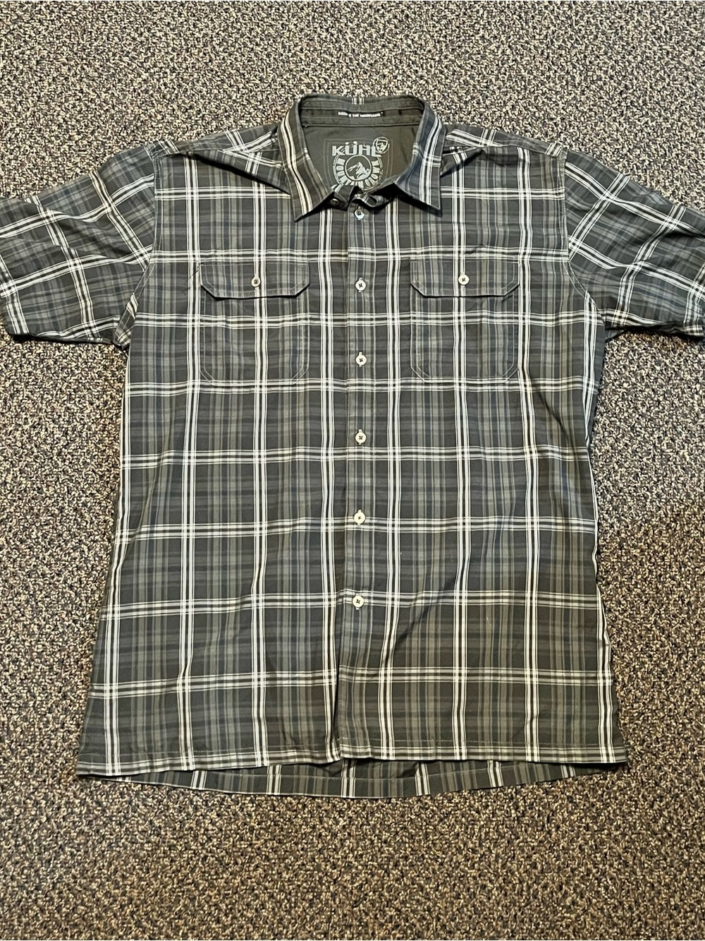 Kuhl Men's Short-Sleeve Plaid Button-Down Shirt - Black & Gray